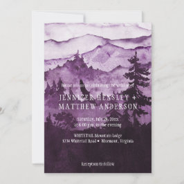 野生の濃い紫の山々の風景の中結婚に 招待状