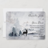 野生の灰色の水の色のトナカイ結婚 招待状 (正面)