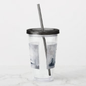 野生の灰色の水色のクリスマスにトナカイ アクリルタンブラー (左)