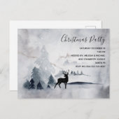 野生の灰色の水色のクリスマスにトナカイ インビテーションポストカード (正面/裏面)