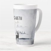 野生の灰色の水色のクリスマスにトナカイ カフェラテマグ (右アングル)