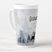 野生の灰色の水色のクリスマスにトナカイ カフェラテマグ (左アングル)