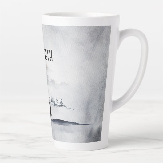 野生の灰色の水色のクリスマスにトナカイ カフェラテマグ (右)