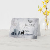 野生の灰色の水色のクリスマスにトナカイ カード (黄色い花)