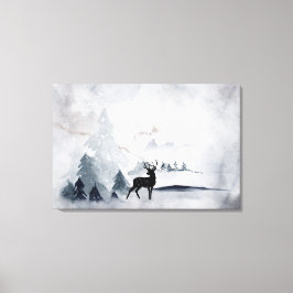 野生の灰色の水色のクリスマスにトナカイ キャンバスプリント