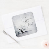 野生の灰色の水色のクリスマスにトナカイ スクエアシール (封筒)