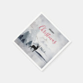 野生の灰色の水色のクリスマスにトナカイ スタンダードカクテルナプキン (角)