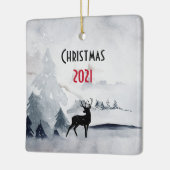 野生の灰色の水色のクリスマスにトナカイ セラミックオーナメント (左)