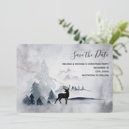 野生の灰色の水色のクリスマスにトナカイ セーブザデート (スタンド正面)