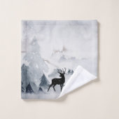 野生の灰色の水色のクリスマスにトナカイ バスタオルセット (ウォッシュタオル)