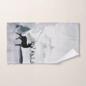 野生の灰色の水色のクリスマスにトナカイ バスタオルセット (ハンドタオル)