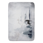 野生の灰色の水色のクリスマスにトナカイ バスマット (正面縦)