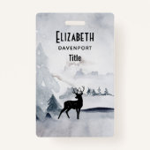 野生の灰色の水色のクリスマスにトナカイ バッジ (正面)