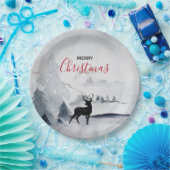 野生の灰色の水色のクリスマスにトナカイ ペーパープレート (パーティー)