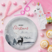 野生の灰色の水色のクリスマスにトナカイ ペーパープレート (パーティー)