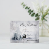 野生の灰色の水色のクリスマスにトナカイ ポストカード (スタンド正面)