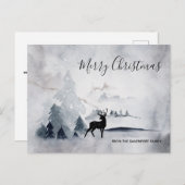 野生の灰色の水色のクリスマスにトナカイ ポストカード (正面/裏面)