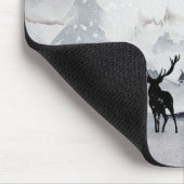 野生の灰色の水色のクリスマスにトナカイ マウスパッド (コーナー)