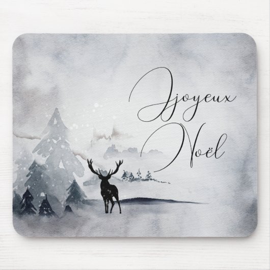 野生の灰色の水色のクリスマスにトナカイ マウスパッド (正面)