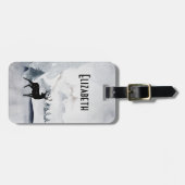 野生の灰色の水色のクリスマスにトナカイ ラゲッジタグ (正面横)