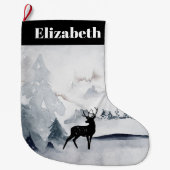 野生の灰色の水色のクリスマスにトナカイ ラージクリスマスストッキング (正面)