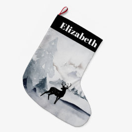 野生の灰色の水色のクリスマスにトナカイ ラージクリスマスストッキング