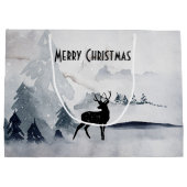 野生の灰色の水色のクリスマスにトナカイ ラージペーパーバッグ (裏面)