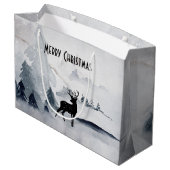 野生の灰色の水色のクリスマスにトナカイ ラージペーパーバッグ (裏面アングル)