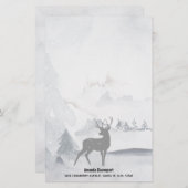野生の灰色の水色のクリスマスにトナカイ 便箋 (正面/裏面)