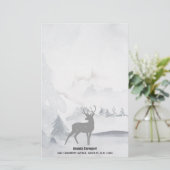 野生の灰色の水色のクリスマスにトナカイ 便箋 (スタンド正面)