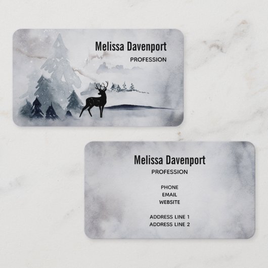 野生の灰色の水色のクリスマスにトナカイ 名刺 (正面/裏面)