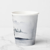 野生の灰色の水色のクリスマスにトナカイ 紙コップ (裏面)