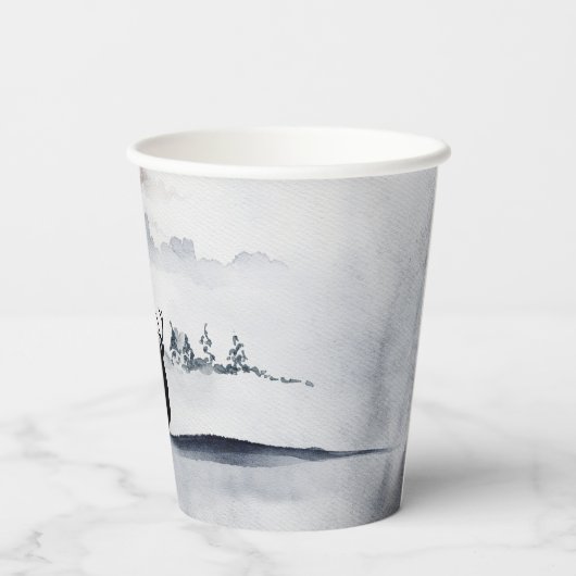 野生の灰色の水色のクリスマスにトナカイ 紙コップ (裏面)