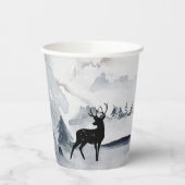 野生の灰色の水色のクリスマスにトナカイ 紙コップ (左)