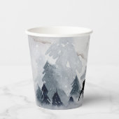 野生の灰色の水色のクリスマスにトナカイ 紙コップ (正面)