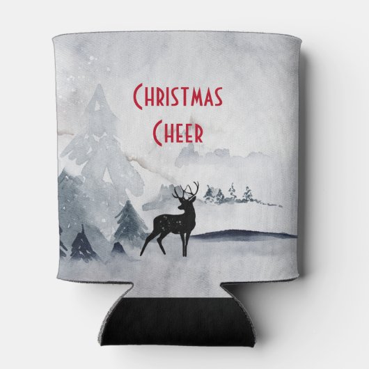 野生の灰色の水色のクリスマスにトナカイ 缶クーラー (裏面)