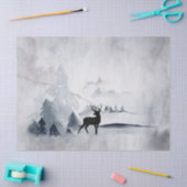 野生の灰色の水色のクリスマスにトナカイ 薄葉紙 (クラフト)