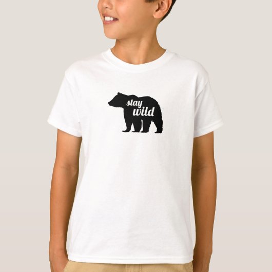 野生の熊のシルエット Tシャツ (正面)