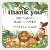 野生の熱帯ジャングルサファリ動物ありがとう スクエアシール (正面)