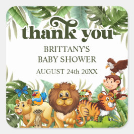 野生の熱帯ジャングルサファリ動物ありがとう スクエアシール