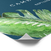 野生の熱帯ヤシ |ネイビーブルーウェルカム結婚ズ ポスター (角)