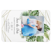 野生の熱帯性のヤシの幾何学的な写真日付を保存 マグネット (横)