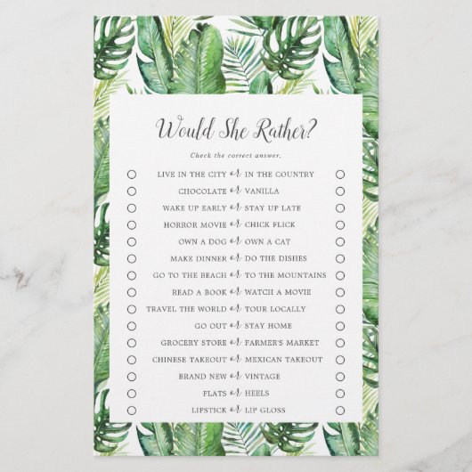 野生の熱帯性のヤシは、むしろ彼女をゲームする チラシ (正面)