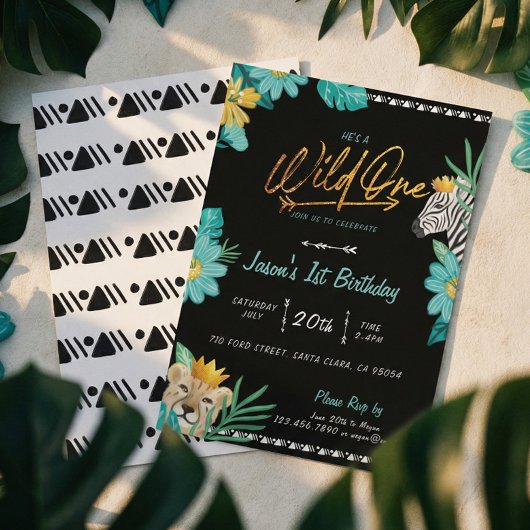 野生の熱帯性ジャングルの部族誕生日 招待状