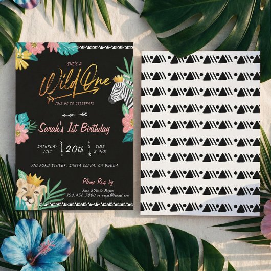 野生の熱帯性ジャングルの部族誕生日 招待状