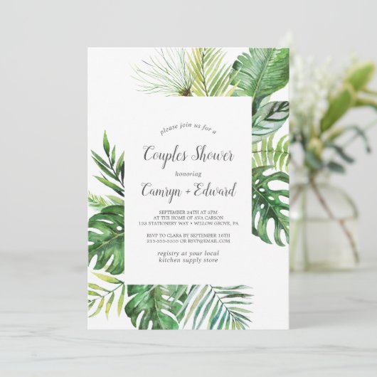 野生の熱帯性パームカップルシャワー 招待状 (スタンド正面)