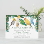 野生の熱帯性外来種のオウムの赤ちゃんシャワー 招待状 (スタンド正面)