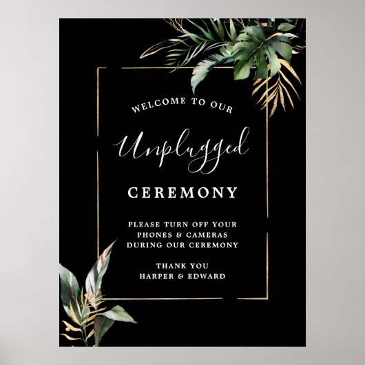 野生の熱帯植物が詰まっていない結婚式 ポスター (正面)