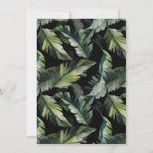 野生の熱帯結婚の葉の黒 招待状 (裏面)