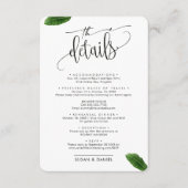 野生の熱帯葉の写真結婚の旅行詳細 エンクロージャーカード (正面)